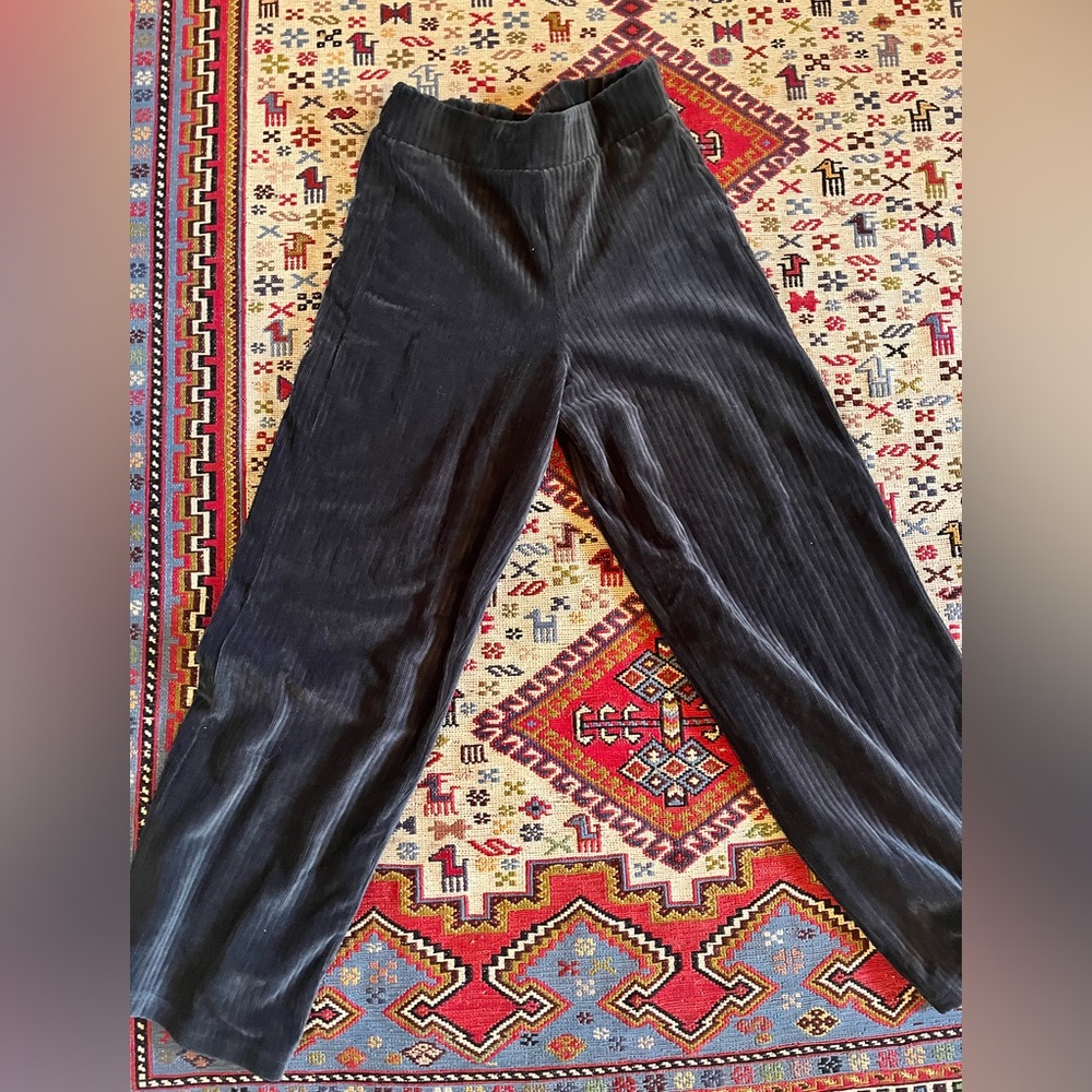 Zara wide leg velvet navy blue dress pants size 10